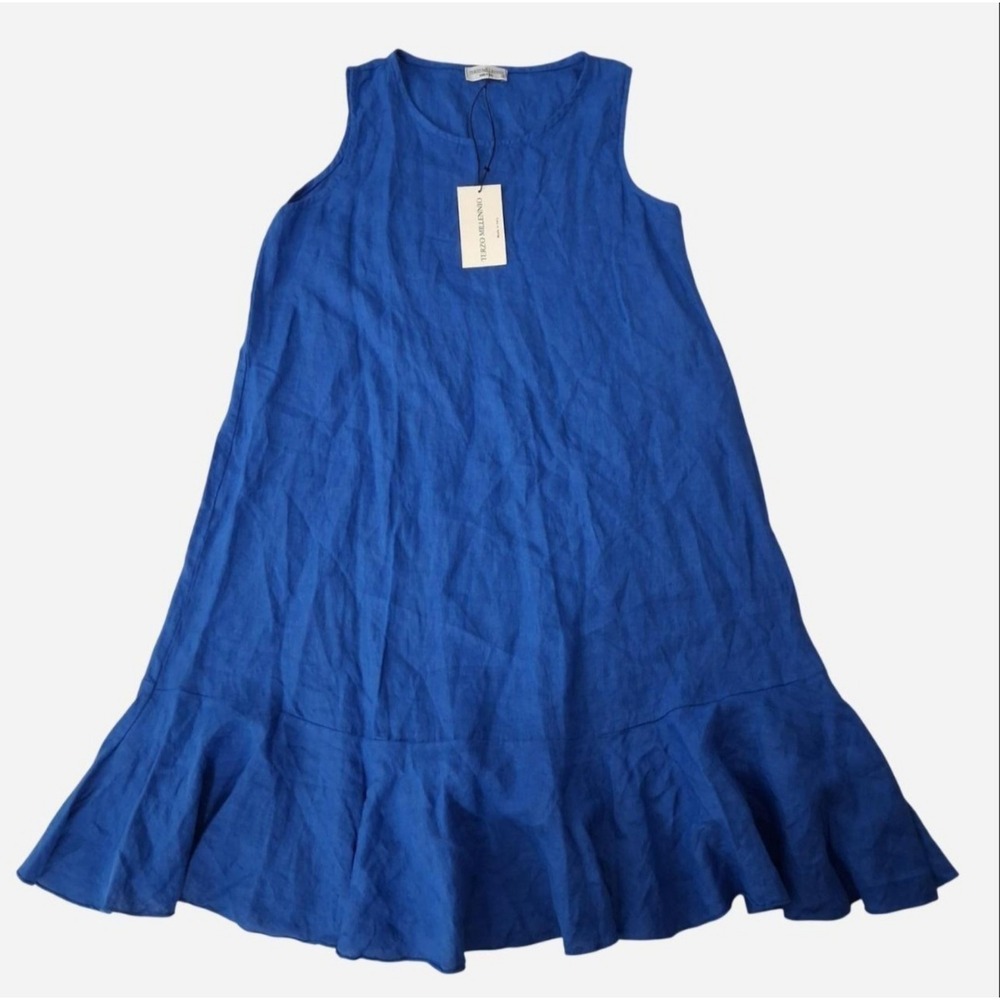NWT Terzo Millennio Made in Italy Linen Ruffle Dress S Flawed
